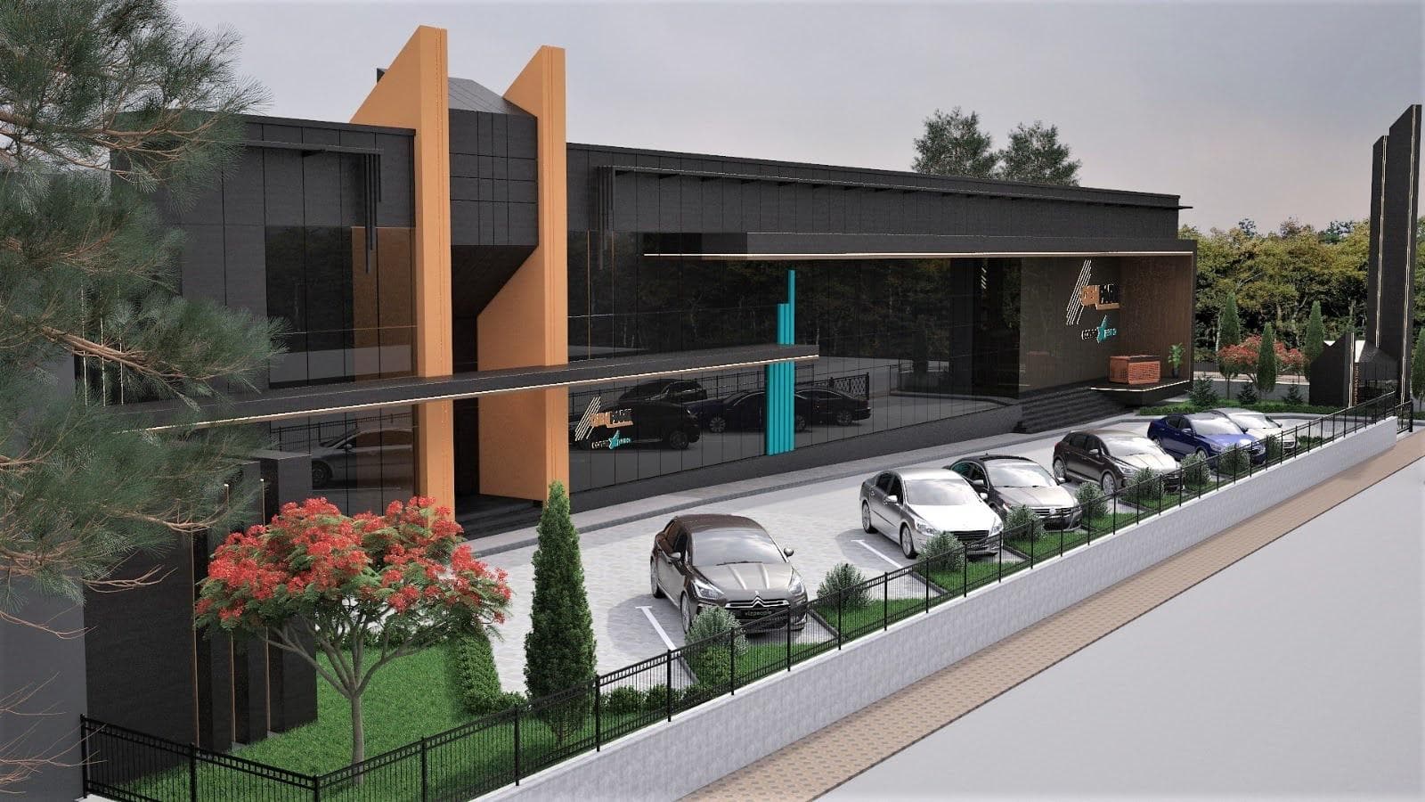 Malatya Genpark Conax fabrikasının cephe detayı ve giriş çevresi